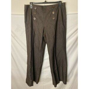 NYC BROWN SAILOR STYLE DRESS PANTS WOMENS SIZE 16 BUTTONS SIDE ZIP Nautical XL